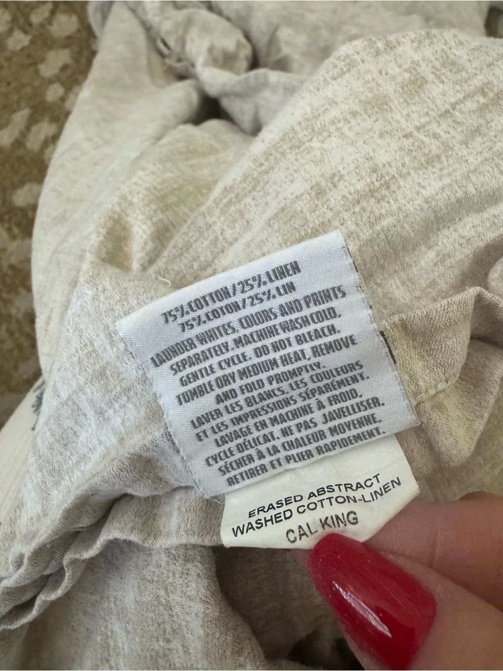 Restoration Hardware RH Erased Abstract Cotton & Linen Cal King Duvet Cover